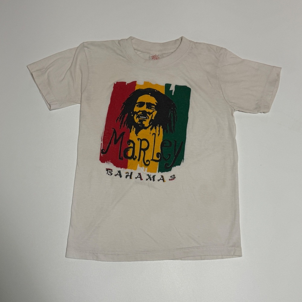 Vintage‎ 80s Marley Bahamas Graphic Tee Kids Youth T Shirt Rasta Reggae